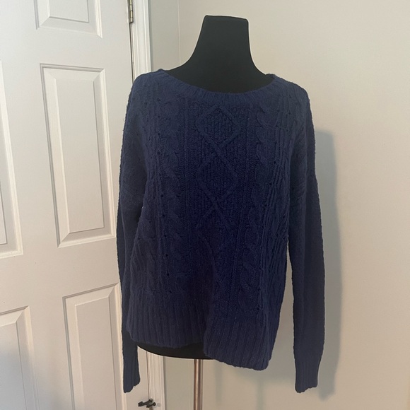 Maurices Navy Blue Cotton-blend Cable Knit Sweater - Picture 1 of 5